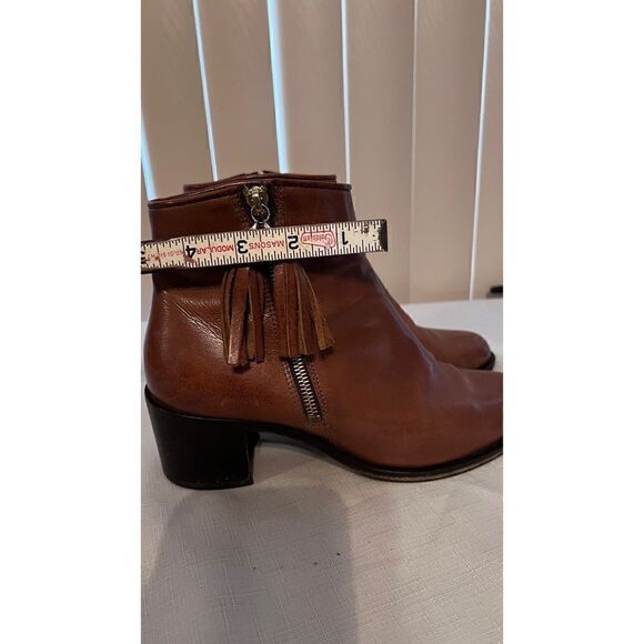Russell & Bromley Tan Tassal Brown Leather Chelsea side zip boots side 9 EU 39.5 - Picture 12 of 12